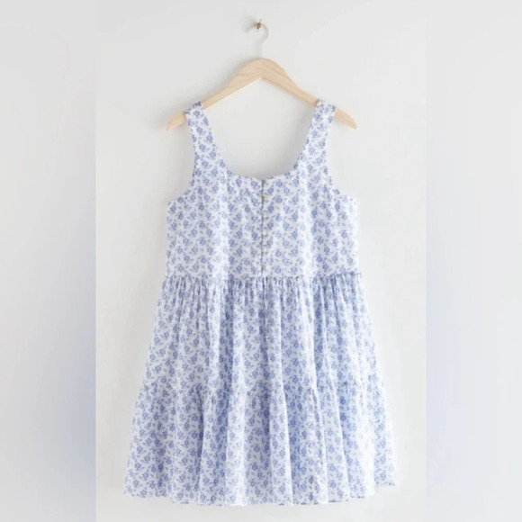 & OTHER STORIES Relaxed Gathered Mini Dress floral blue white size xs 1224 - Picture 3 of 13